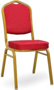Heavy-Duty Banquet Chair - Red Fabric, Gold Frame