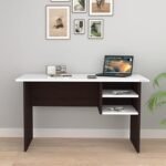 TFG 120CM Home Office Desk w/ Paper Display Rack – Wenge White