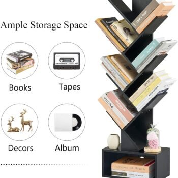 TFG 6 Tier Tree Bookshelf - Black