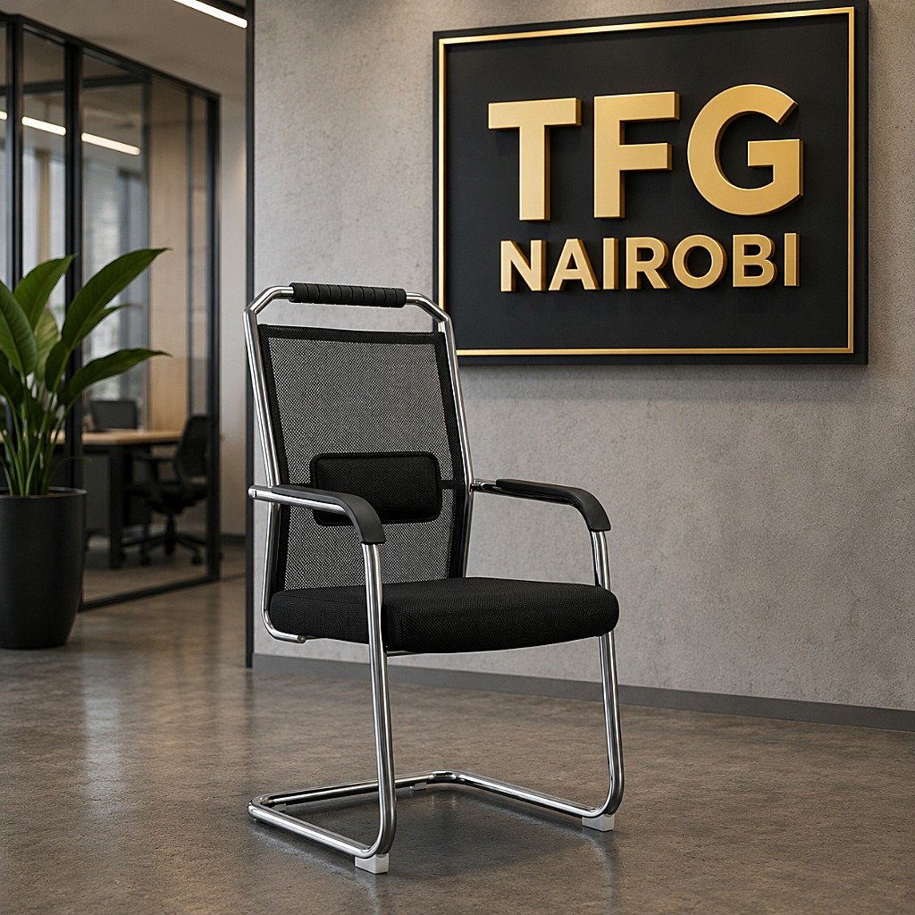 8003-3 Visitors Chair - Westlands Nairobi Series 8003-3 visitors chair with a durable chrome cantilever frame and padded seat in a modern Westlands office reception area.