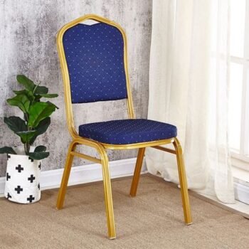 Heavy-Duty Banquet Chair - Blue Fabric Gold Frame