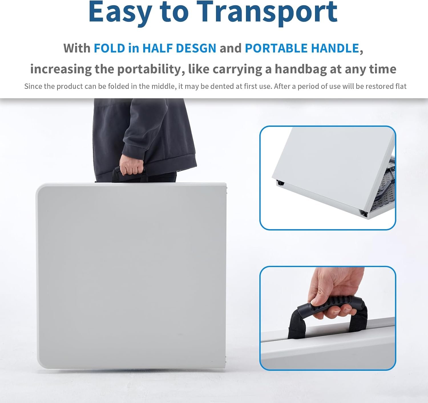 Plastic Folding Table-6ft Fold in Half Picnic Table with Carrying Handle for Indoor Outdoor 004 FTW1 Foldable Table