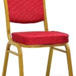 Heavy-Duty Banquet Chair – Red Fabric, Gold Frame