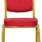 Heavy-Duty Banquet Chair – Red Fabric, Gold Frame