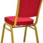 Heavy-Duty Banquet Chair – Red Fabric, Gold Frame