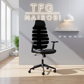 Front view of AR16 orthopedic office chair for back pain relief in a Kilimani Nairobi home office.