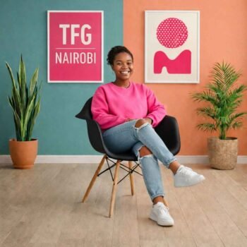 EO1571B black Eames armchair with wooden legs being used in a modern Karen Nairobi home interior.