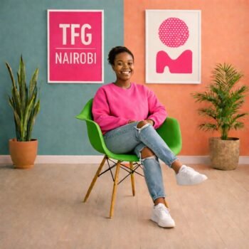 EO1571G Lime Green Eames armchair with wooden legs and molded plastic shell in a luxury Kitisuru Nairobi apartment interior.