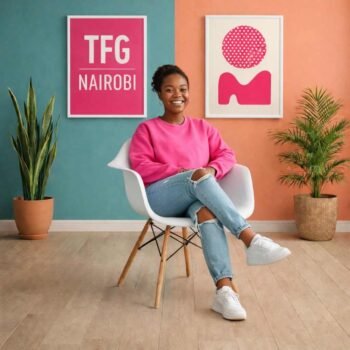 EO1571W white Eames armchair with wooden legs being used in a modern Karen Nairobi home interior.