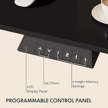 Programmable LED control panel of FlexiSpot EN1BW Electric Height Adjustable Desk showing 4 memory height settings and digital height display