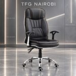 High-Back Executive Leather Office Chair in Black