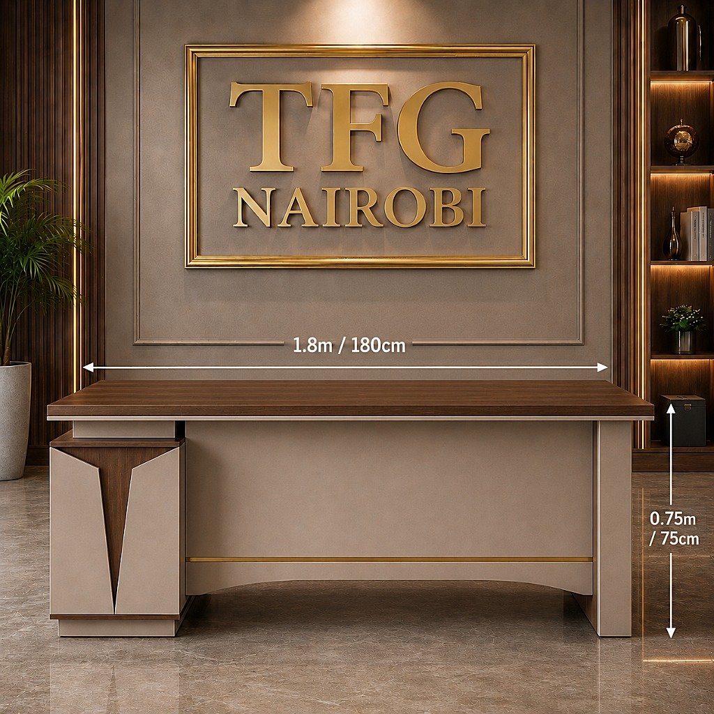 MSLOL 1.8M Executive Office Desk Dimensions Illustration in Gigiri Nairobi Graphics illustration of MSLOL 1.8M executive office desk dimensions showing 180cm length and 75cm height in Gigiri, Nairobi, Kenya