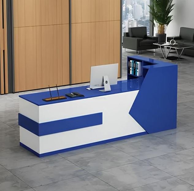 TFG 180CM Reception Desk - Blue White TFG 180CM Reception Desk - Blue White