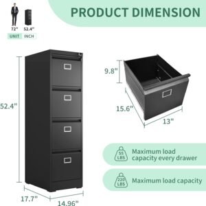 4-Drawers Filling Cabinet Storage Cabinet - Black