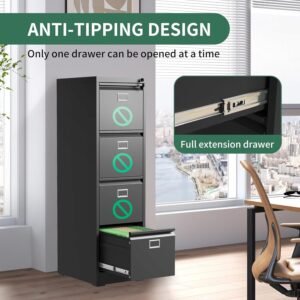 4-Drawers Filling Cabinet Storage Cabinet - Black