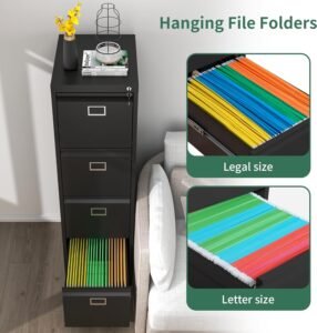 4-Drawers Filling Cabinet Storage Cabinet - Black