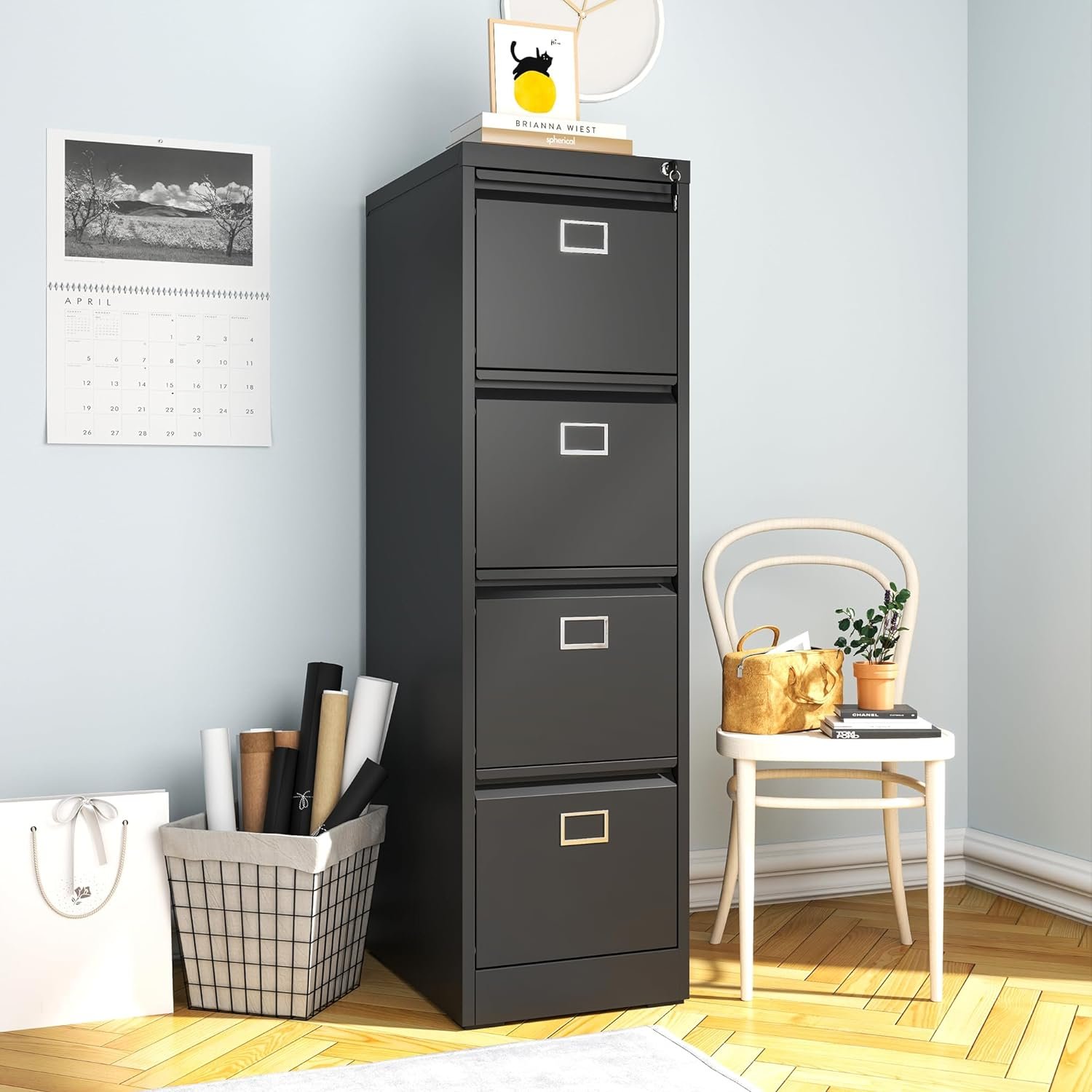 4-Drawers Filling Cabinet Storage Cabinet - Black 4-Drawers Filling Cabinet Storage Cabinet - Black