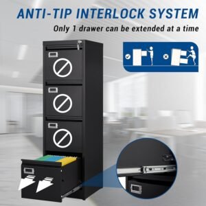 4 Drawers Storage Cabinet - Black