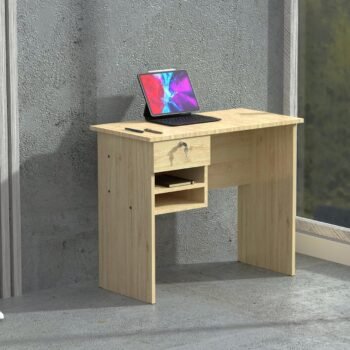 TFG 90CM Home Office Desk w/ Paper Display Rack – Beech