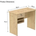 TFG 90CM Home Office Desk w/ Paper Display Rack – Beech