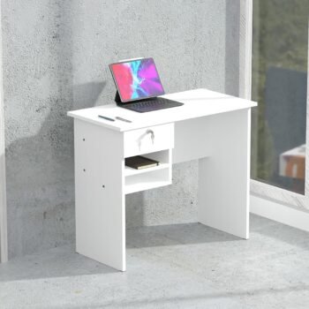 TFG 90CM Home Office Desk w/ Paper Display Rack - White