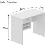 TFG 90CM Home Office Desk w/ Paper Display Rack – White