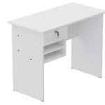 TFG 90CM Home Office Desk w/ Paper Display Rack – White