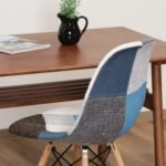 Eames Dining Chair with Patchwork Upholstery – Blue