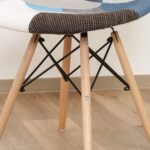 Eames Dining Chair with Patchwork Upholstery – Blue