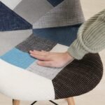 Eames Dining Chair with Patchwork Upholstery – Blue