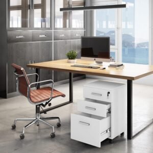 LAZIO 3 Drawers Mobile Pedestal - White