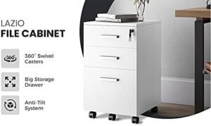 LAZIO 3 Drawers Mobile Pedestal - White