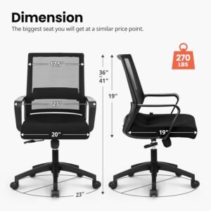 Mid-Back Ergonomic Office Chair – Black
