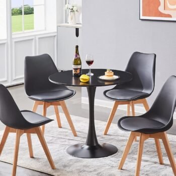 LOX99 Modern Dining Set - Black