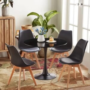LOX99 Modern Dining Set - Black