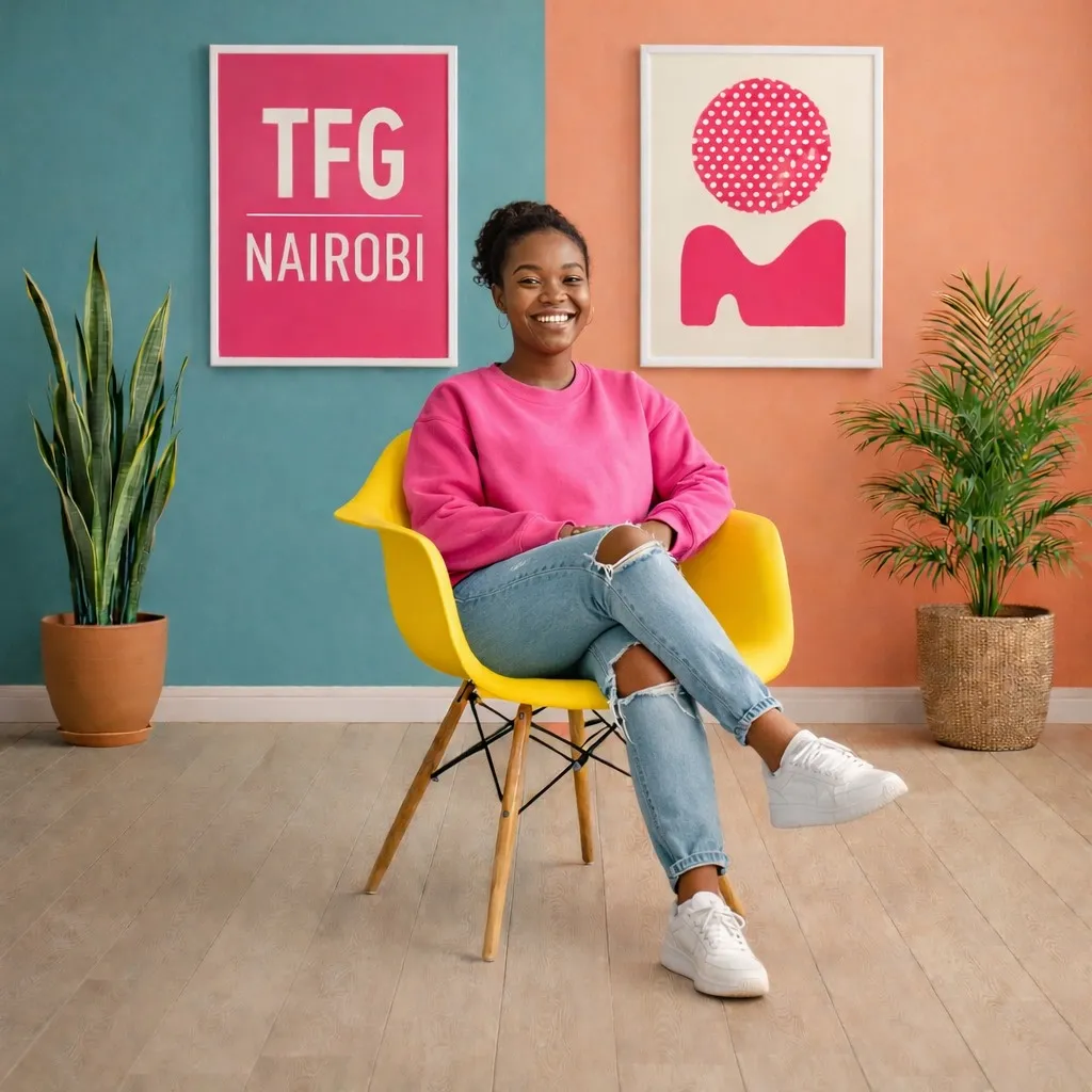 EO1571Y Eames Armchair - Hurlingham Lifestyle Satisfaction EO1571Y yellow Eames armchair with wooden legs being used by a customer in a modern Hurlingham Nairobi studio.