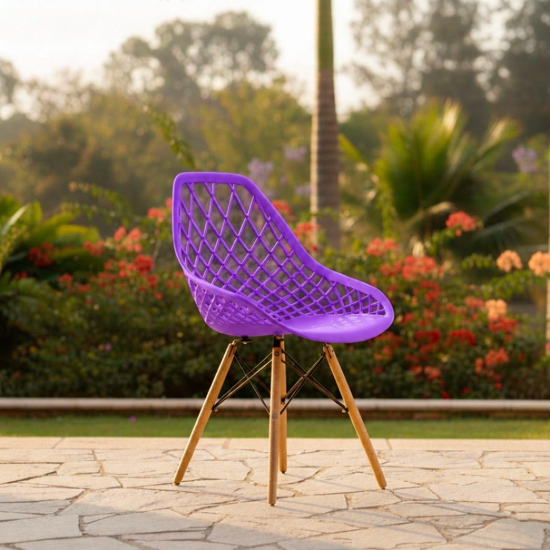 EO197P Purple Eames Chair – Syokimau Hero EO197P purple Eames chair with beech wood legs photographed on Katani Road, Syokimau.