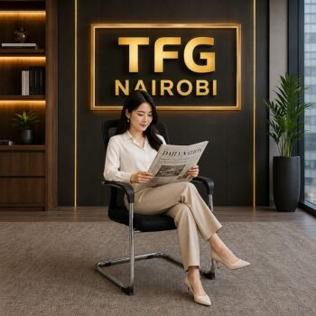 An international female professional sitting comfortably on the J166-1C black mesh visitor chair with a chrome cantilever frame in a modern Westlands office.