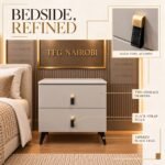 2-Drawer Bedside Nightstand – Grey Leather Handles – Lavington Nairobi
