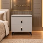 2-Drawer Bedside Nightstand – Grey Leather Handles – Lavington Nairobi