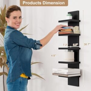TFG 5 Tier Floating Wall Shelf - Black