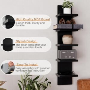 TFG 5 Tier Floating Wall Shelf - Black