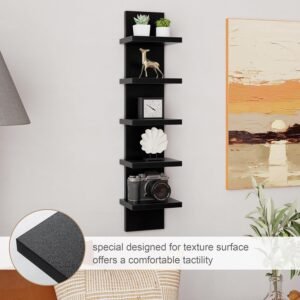TFG 5 Tier Floating Wall Shelf - Black
