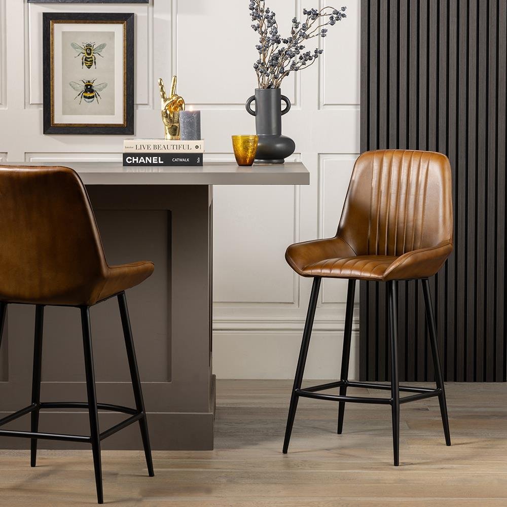 BROOKLYN B77 Leather Barstool - Brown BROOKLYN B77 Leather Barstool - Brown