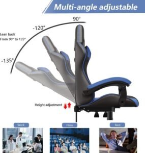 Ergonomic Gaming Chair - Blue Black