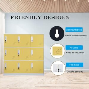 ASHFA 12 Locker Storage Cabinet - Yellow White