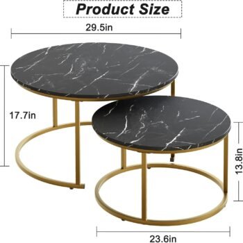 Modern Nesting Coffee Tables in Black Marble