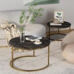 Modern Nesting Coffee Tables in Black Marble