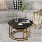 Modern Nesting Coffee Tables in Black Marble