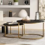 Modern Nesting Coffee Tables in Black Marble